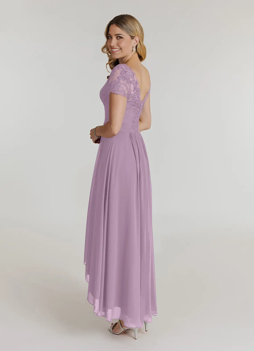 A-line Pearl Square Neck Long Sleeve Slit Dress Wisteria main image 1
