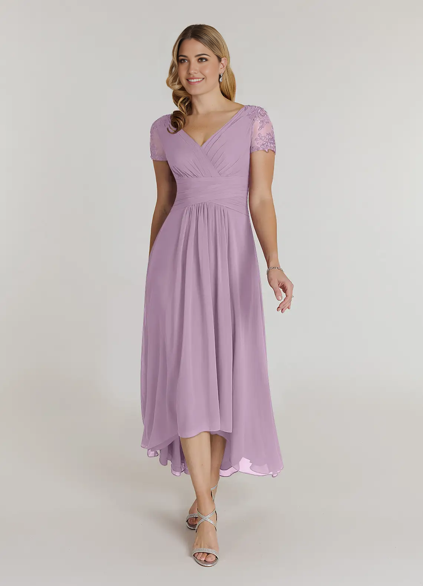 V-neck Chiffon Dresses with Half Sleeves Wisteria Plus Size main image 1