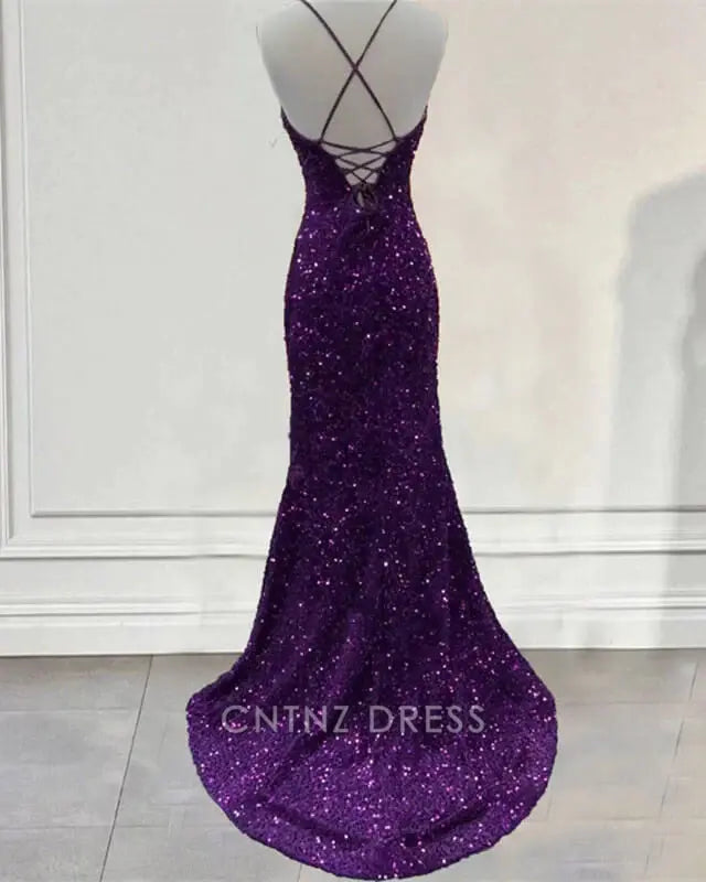 Mermaid Dark Purple Sequin Dress main image 0