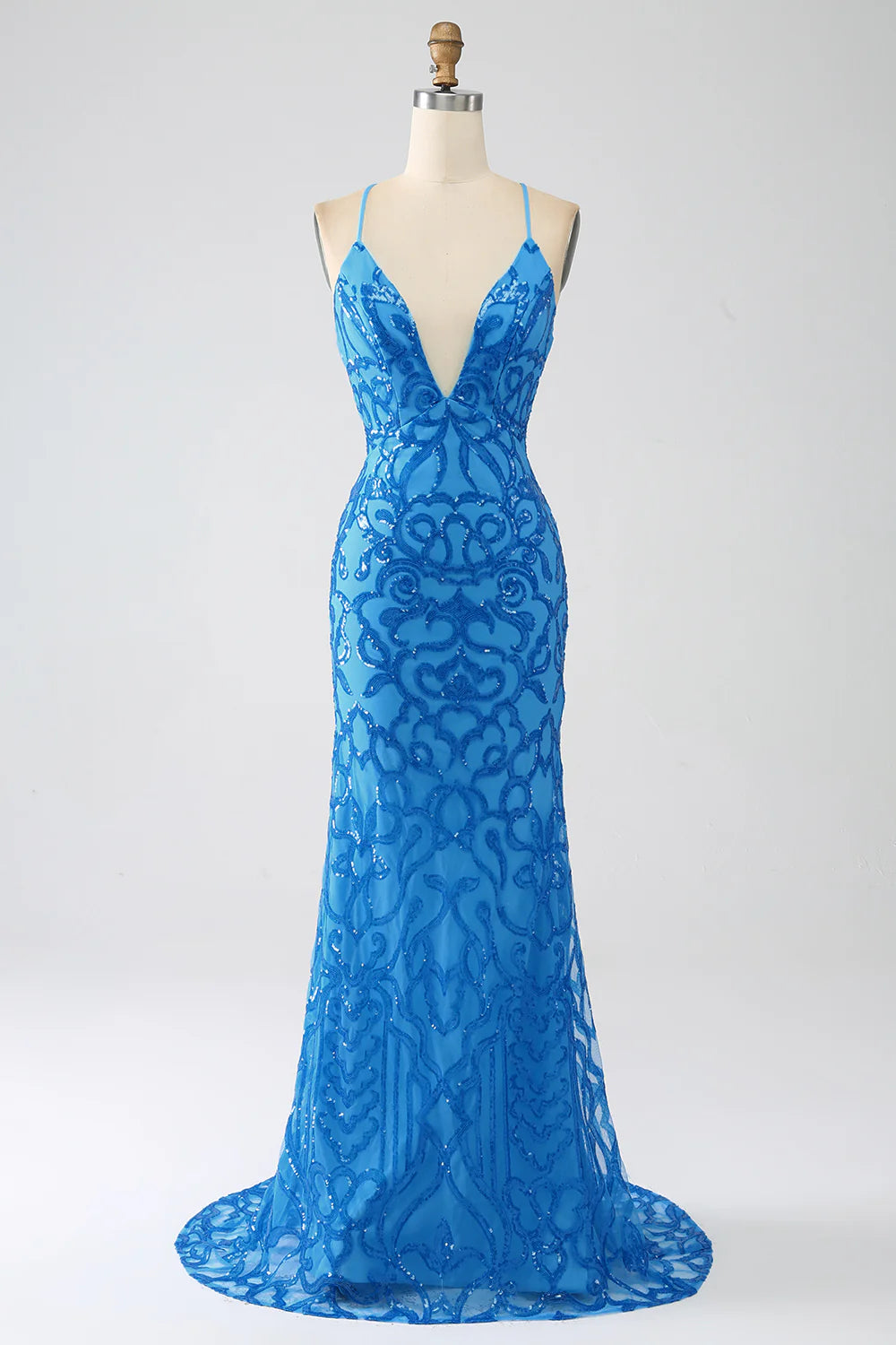 Wholesa Mermaid Sparkly Sequins Prom Dress with Split Front