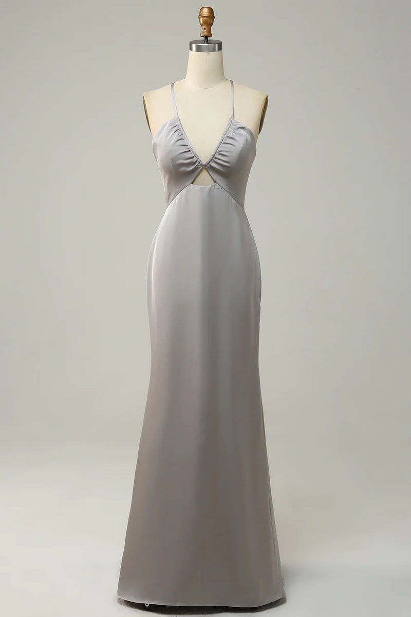 Green Spaghetti Straps Mermaid Cheap Long Bridesmaid Dresses Online,WG1480 main image 1