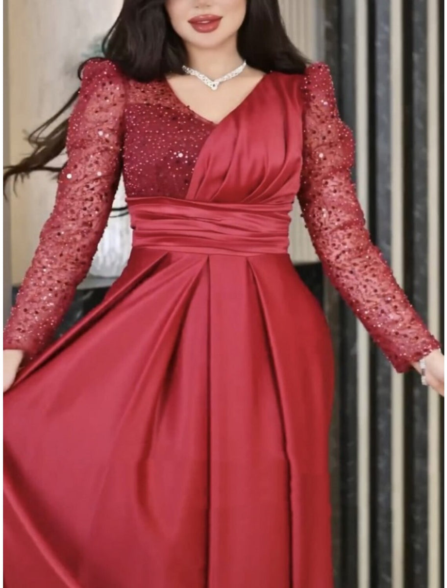 Peacock Square Neckline Long Sleeves Sweep/Brush Train Formal Dresses main image 1