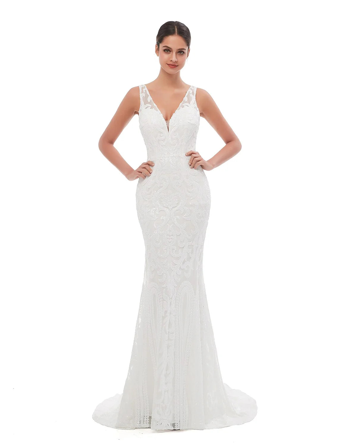 CNTNZ DRESS Exquisite Mermaid V-Neck Spaghetti Straps Side Fork Backless Charming Hot Sale Prom Dress main image 0