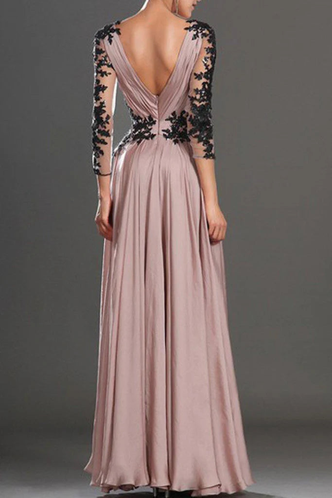 Wholesa A-line V-Neck Long Sleeve Lace formal dress evening gown Prom