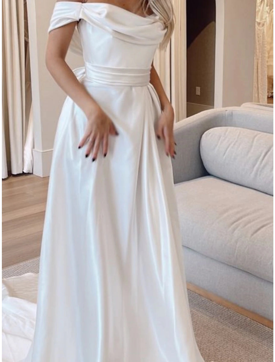 Wholesale Pricing Short Sleeve Ruffle A-Line Backless Floor Length Formal Dresses