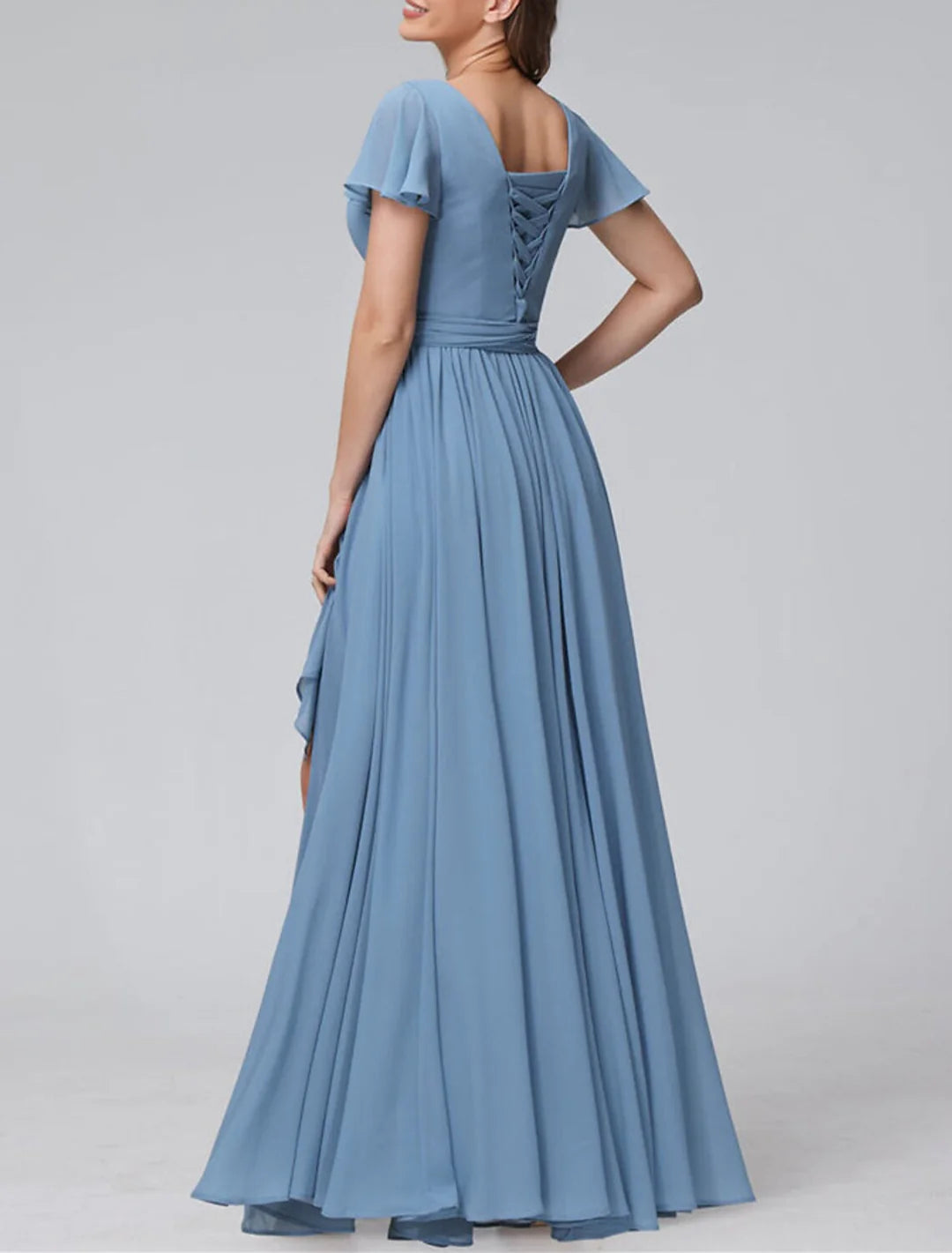 Wholesa A-Line V-Neck Floor-Length Long Bridesmaid Dresses