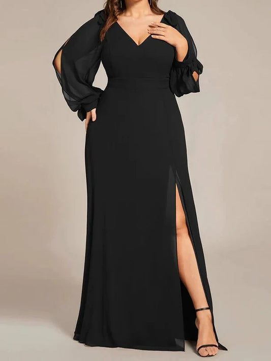 Wholesa A Line Long Sleeves Floor-Length V Neck Bridesmaid Dresses