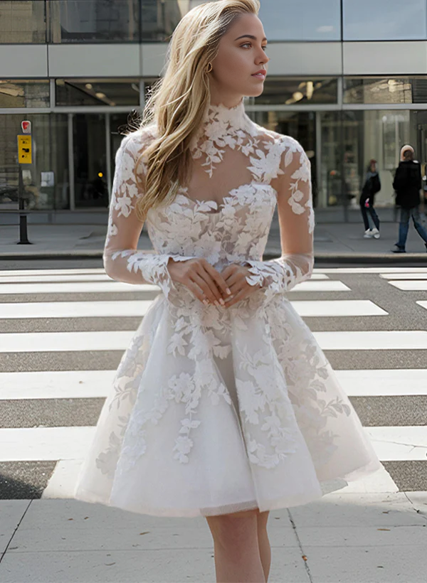 Wholesa A-Line Satin Bateau Lace Neckline Wedding Dresses With Appliques main image 0