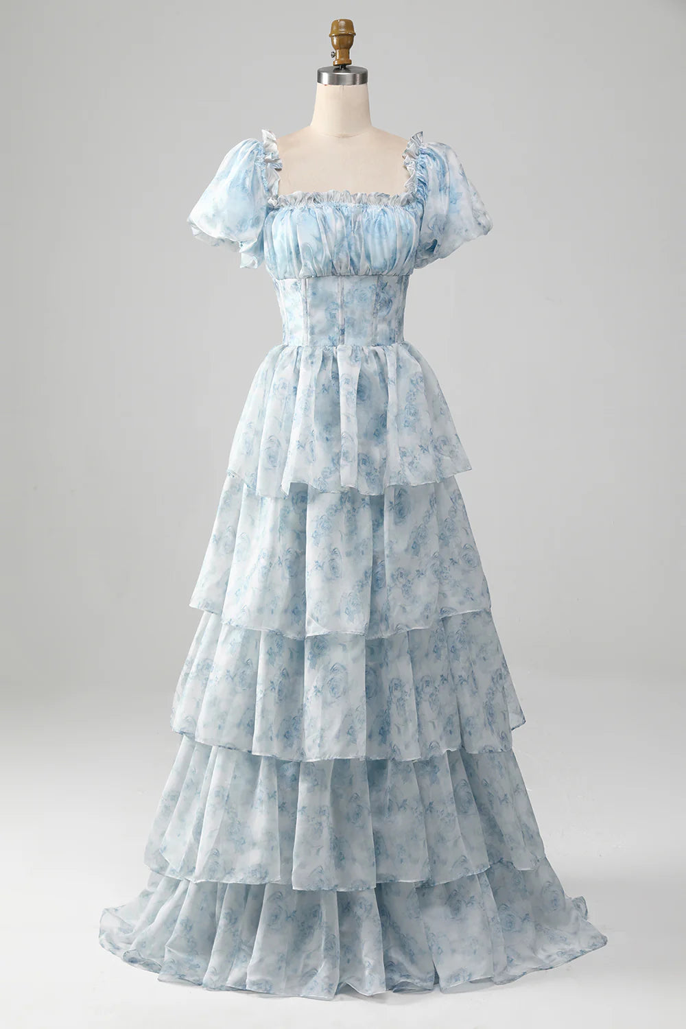 Ruffled Square Neck Tiered Dress