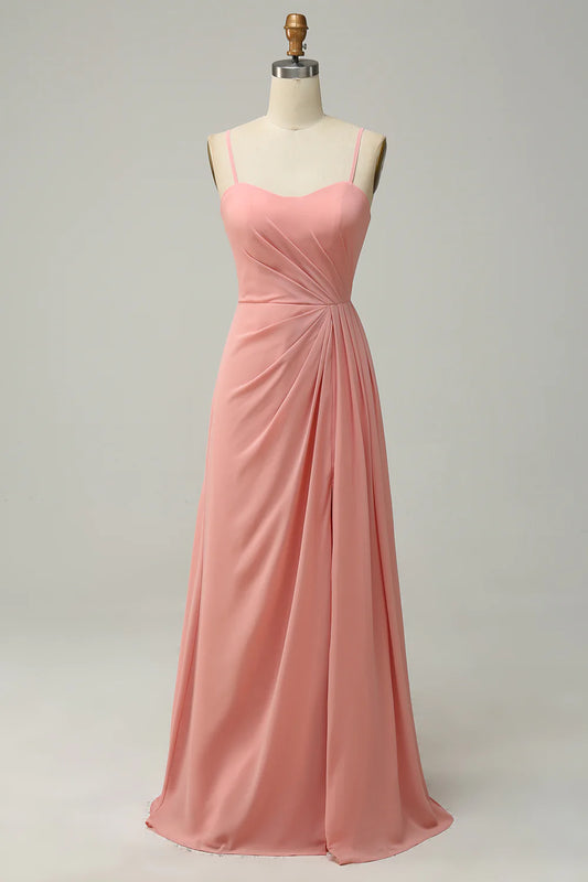 Wholesa A Line Spaghetti Straps Long Bridesmaid Dress