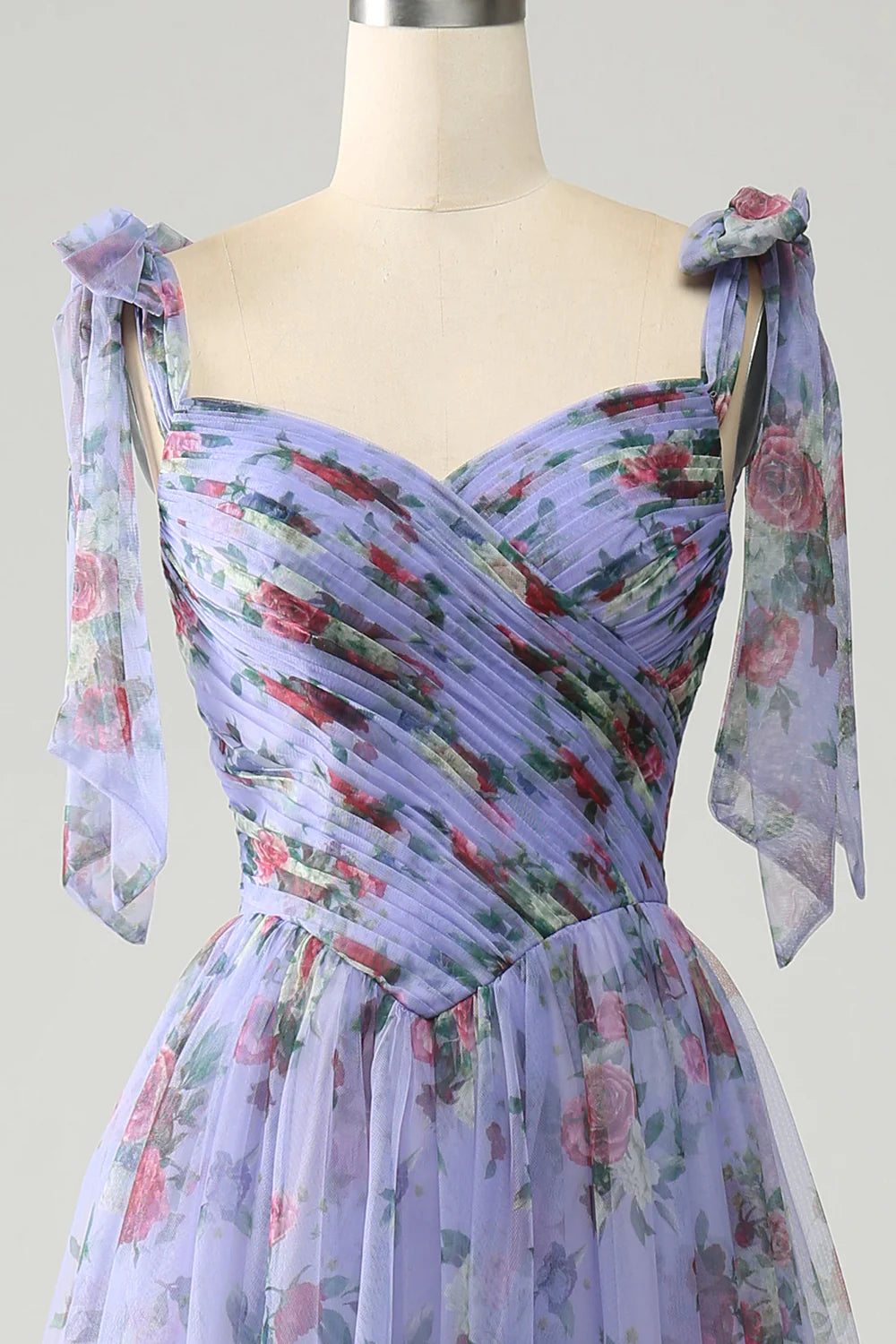 Wholesale Lavender A Line Off The Shoulder Long Tiered Print Tulle Prom Dress prom dresses shops