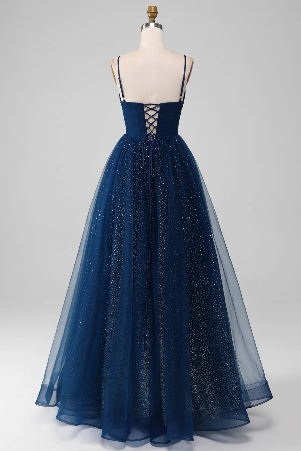 Elegant Long Ball Gown Straps Beading Tulle Prom Dress