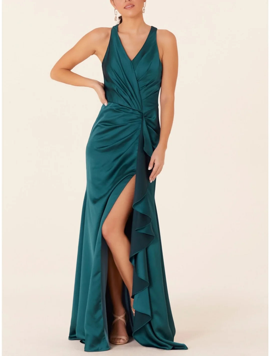 Wholesa A-Line V-Neck Floor-Length Long Bridesmaid Dresses