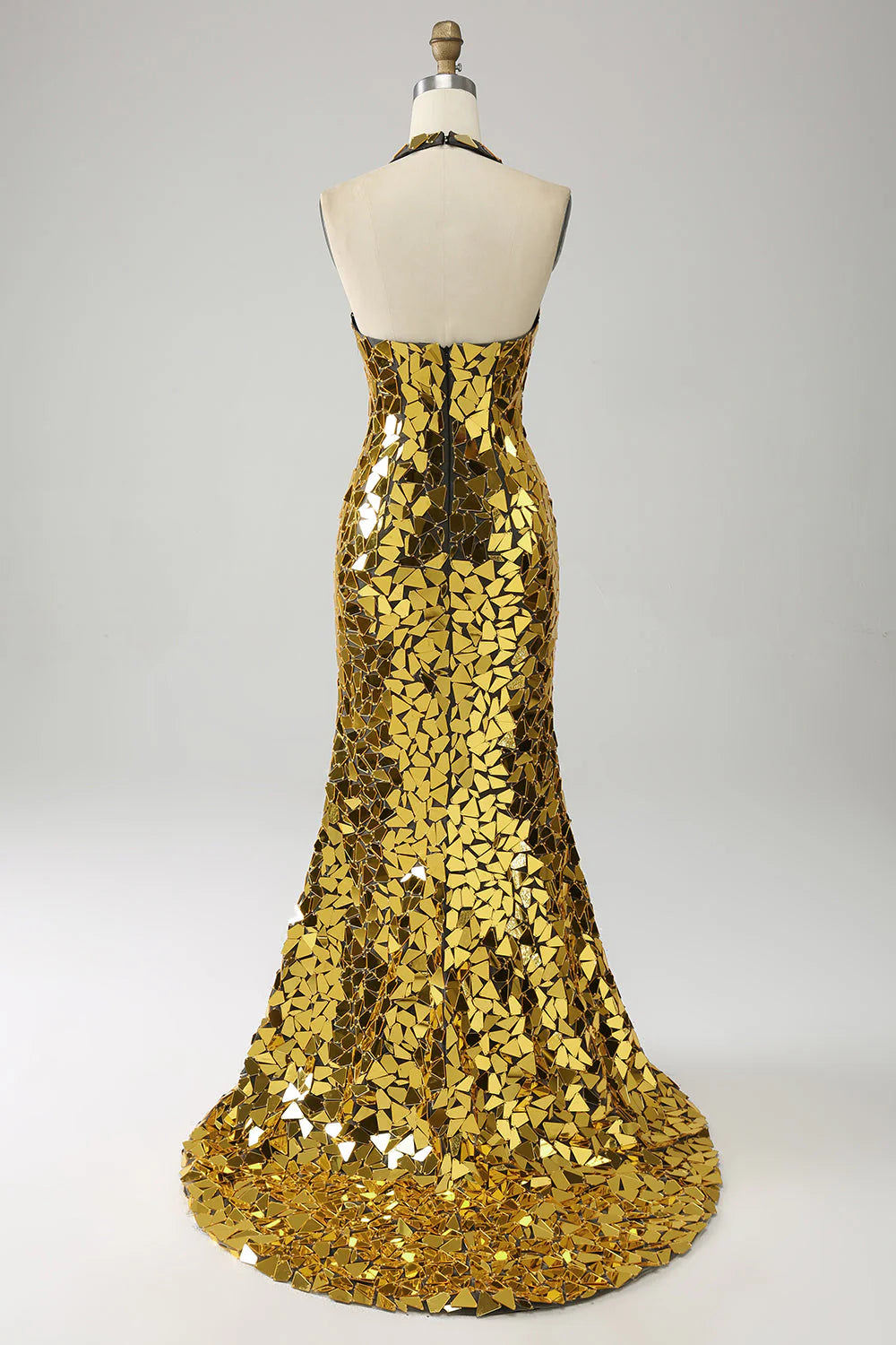 Glitter Sheath Mermaid Backless Halter Beading Long Party Prom Dresses Y0020