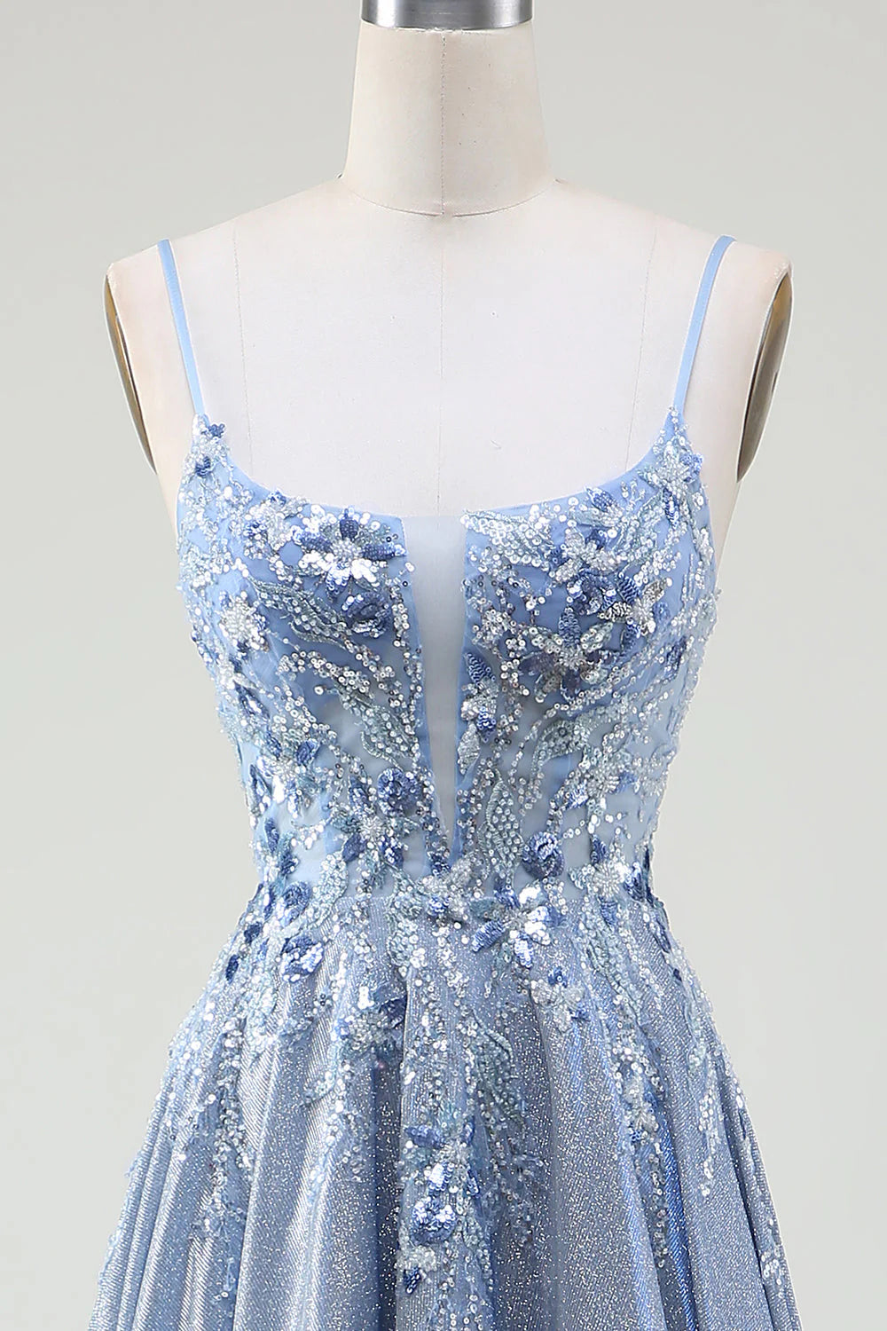 Glitter Tahiti Spaghetti Strap Prom Dress with Split