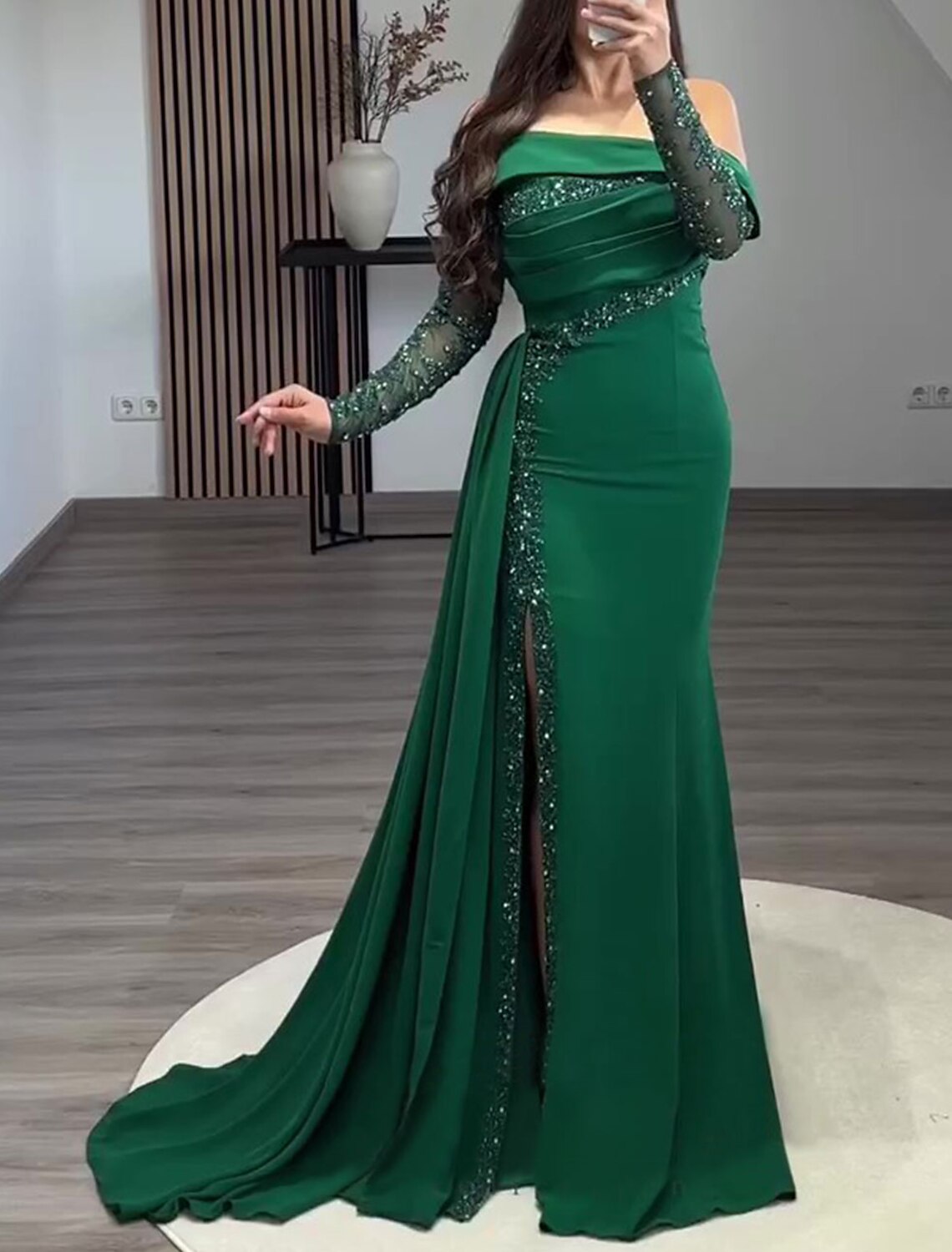 Classy Green Sheath/Column Prom Dress,Green Evening Dress  cc1241 main image 0