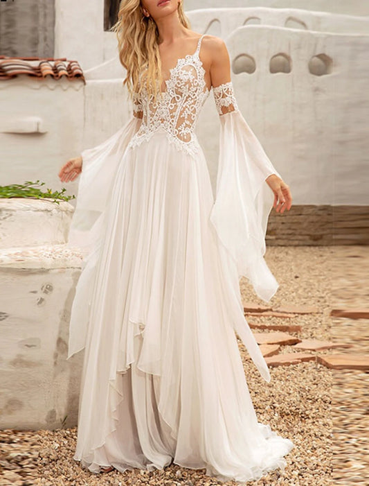 Wholesa Open Back Little White Dresses Wedding Dresses A-Line Camisole Sleeveless Asymmetrical Chiffon Bridal Gowns With Embroidery Solid Color