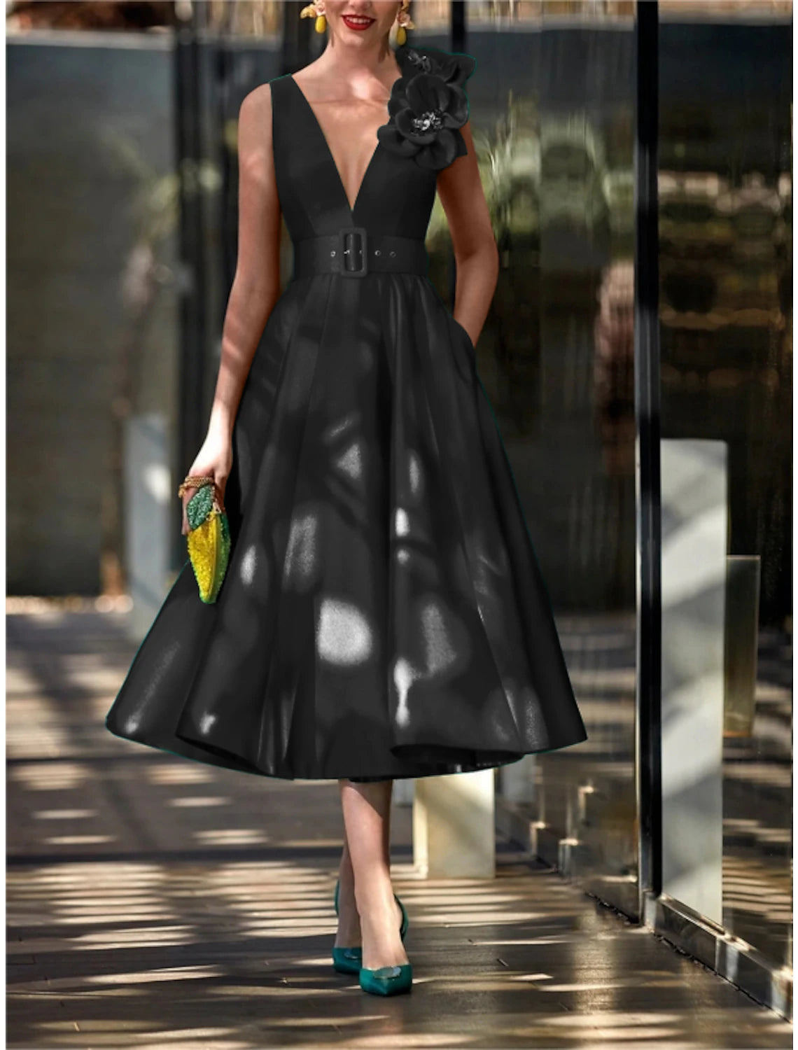 Wholesa A-Line Cocktail Fall Dresses Red Green Dress Vintage Formal Te