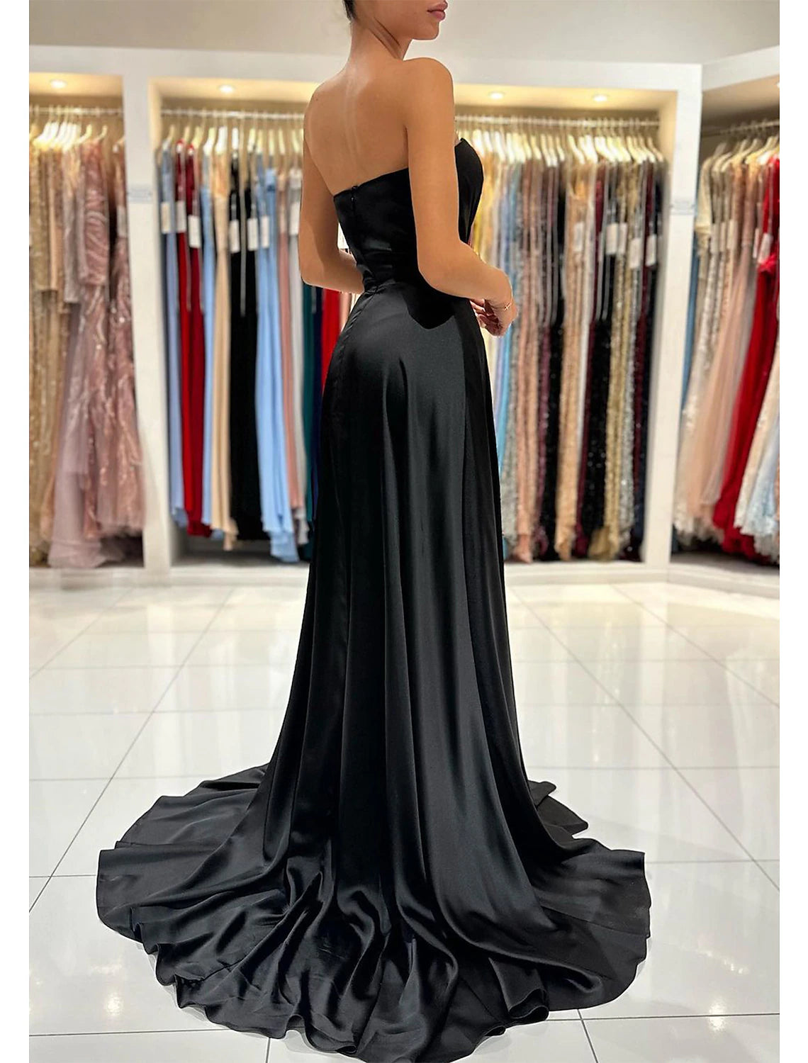 Wholesa  A-Line Prom Dress Formal Red Green Dresses Empire Dress Formal Prom Sweep / Brush Train Sleeveless Sweetheart Backless with Pleats Slit