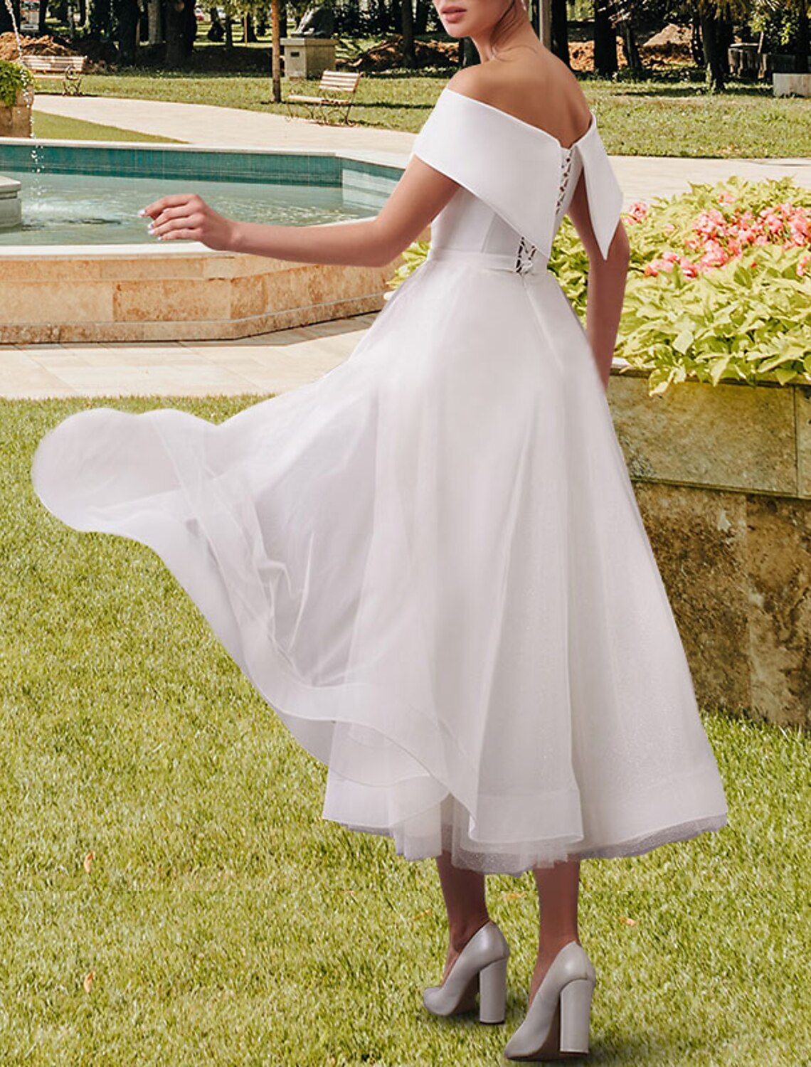 Wholesa Reception Little White Dresses Wedding Dresses A-Line Off Shou