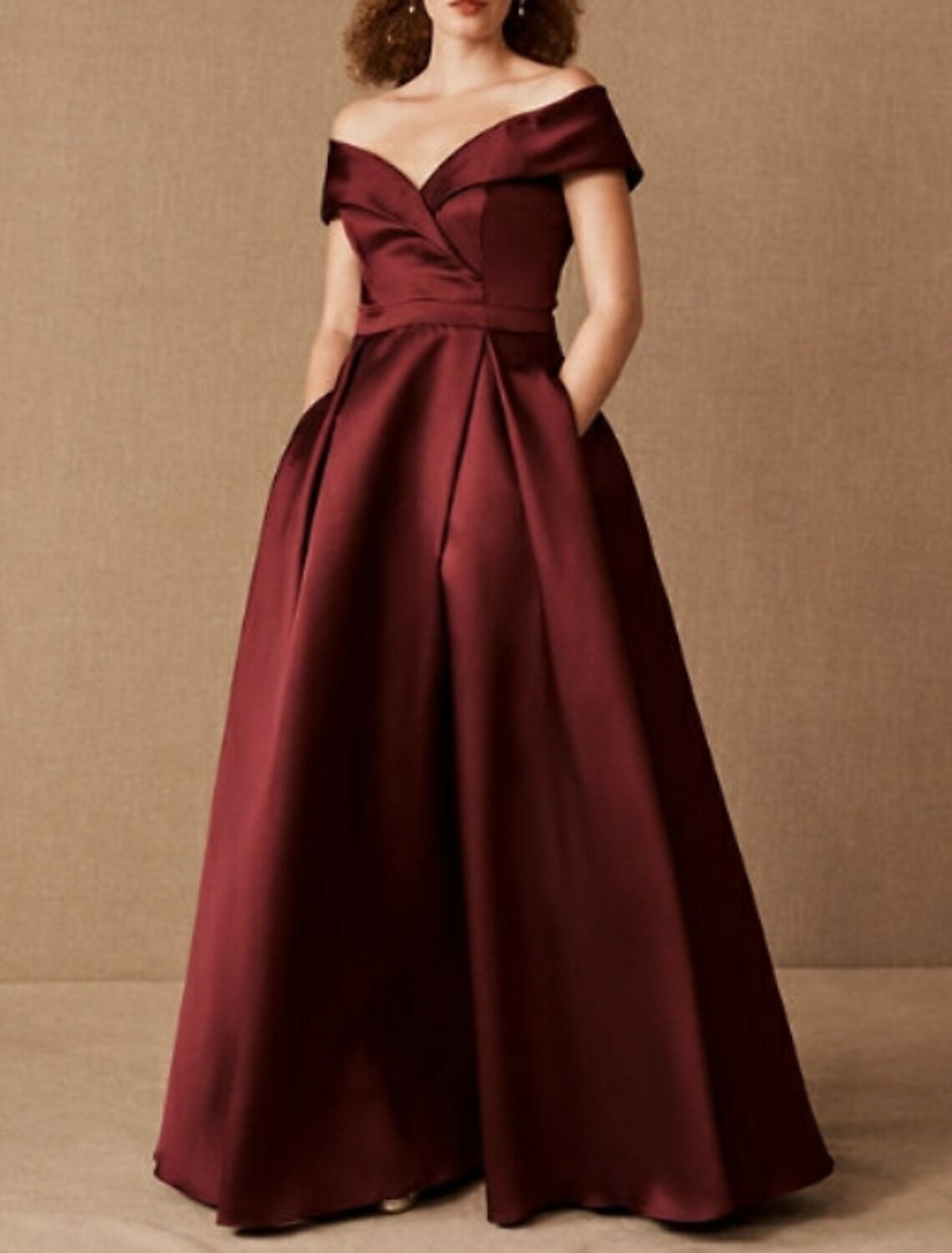 A-Line/Princess Off-the-Shoulder Floor-length Plus Size Prom Dresses main image 1