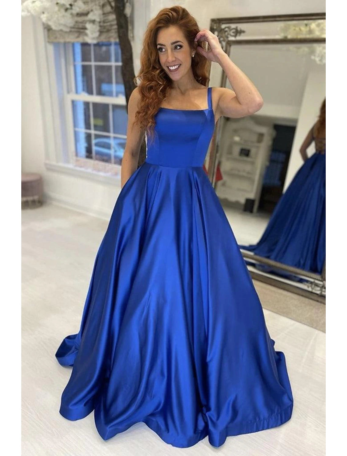Wholesa A-Line Prom Dresses Princess Dress Formal Prom Sweep / Brush Train Sleeveless Strapless Satin Backless with Pleats