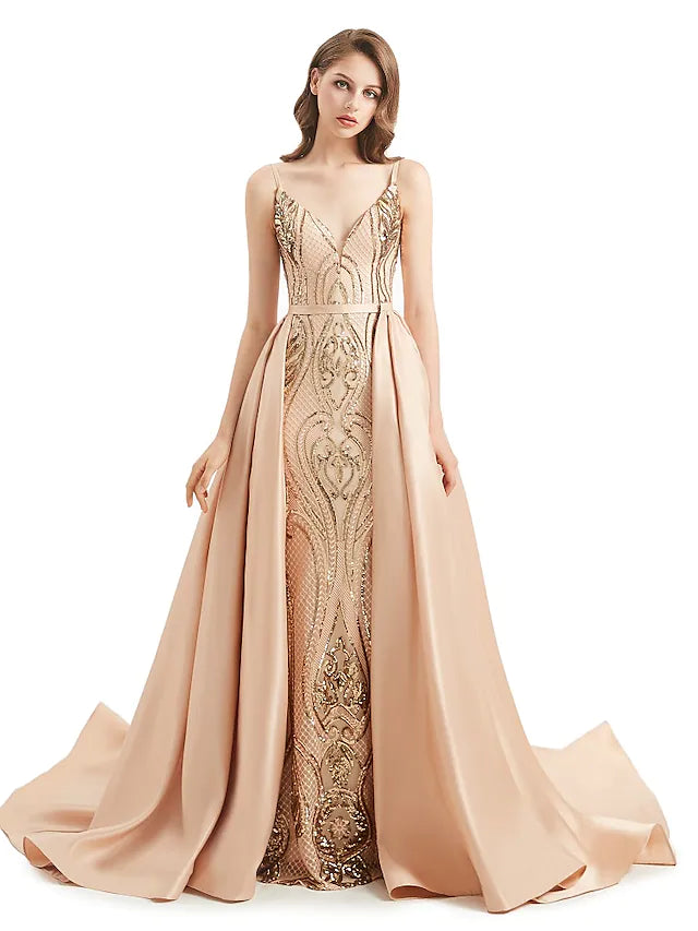 Wholesa Mermaid V-Neck Sequin Dark Purple formal dresses Bridesmaid Dresses evening gown Prom Dress With Slit main image 0