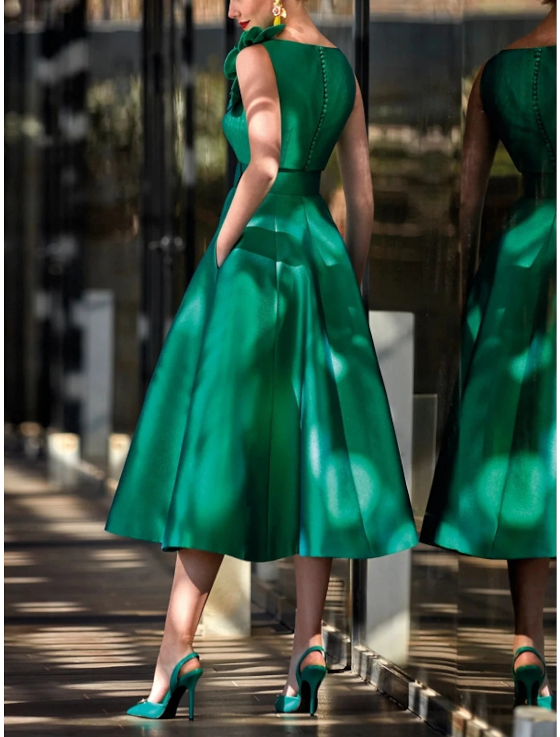 Wholesa A-Line Cocktail Fall Dresses Red Green Dress Vintage Formal Te